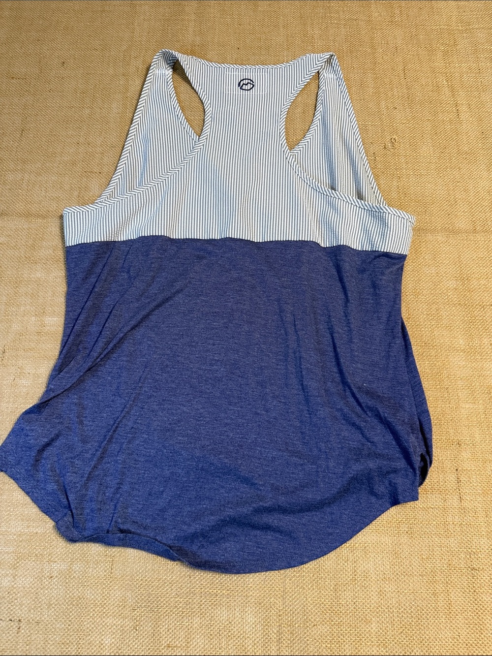 Blue Striped Pocket Racerback Tank Top - Picture 5 of 5